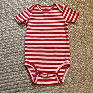Primary S/S Onesie Red/white stripe 3-6mo
